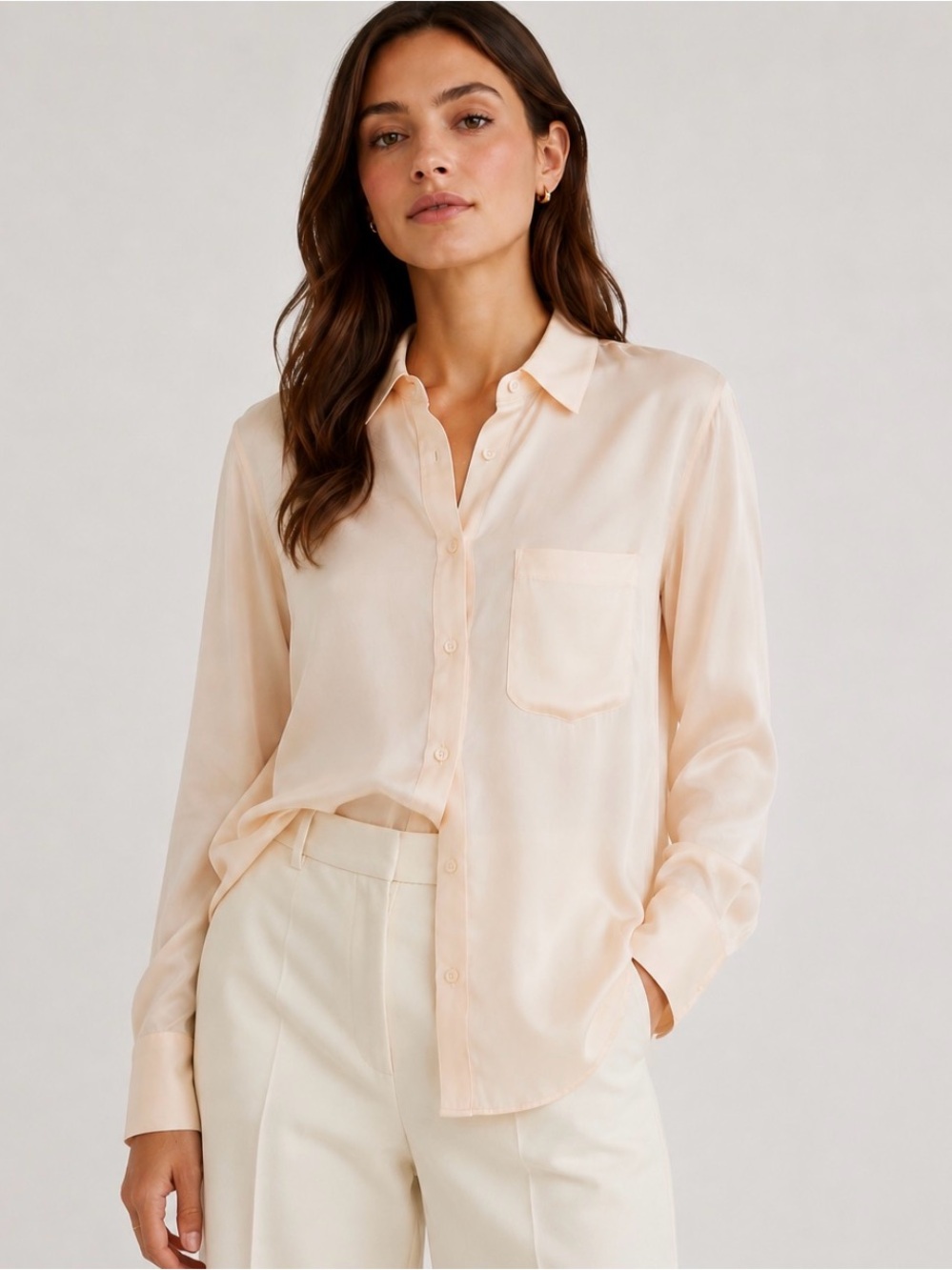 TWP Joey 100% Silk Button Down Blouse Palest Pink XXS $495 NWT
